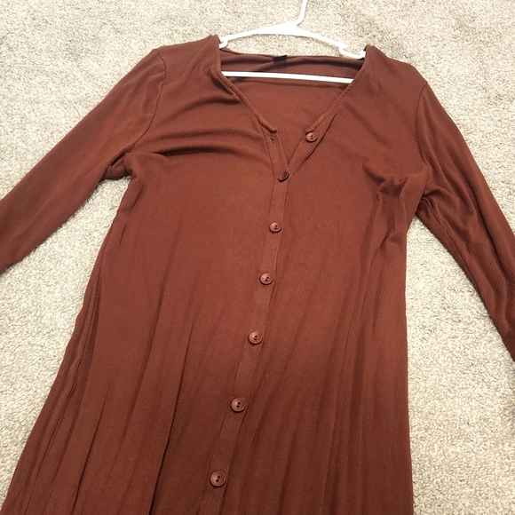 SXY Button Through Rib Knit Bodycon Dress - Picture 3 of 5